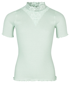 Rosemunde Organic Bernadine t-shirt regular w/ lace - Pastel mint